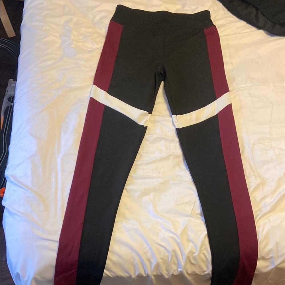 Black and Burgundy Leggings